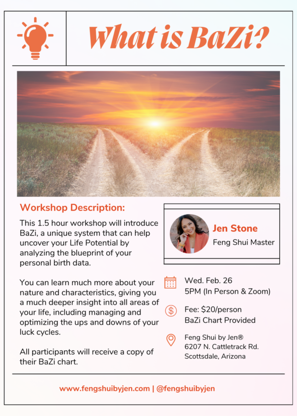 Introduction to BaZi Workshop (In Person & Zoom)